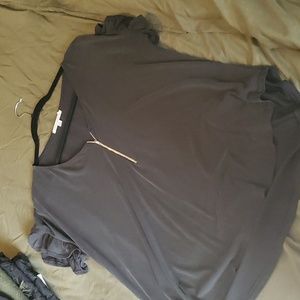 Black Green Envelope blouse with zipper detail.